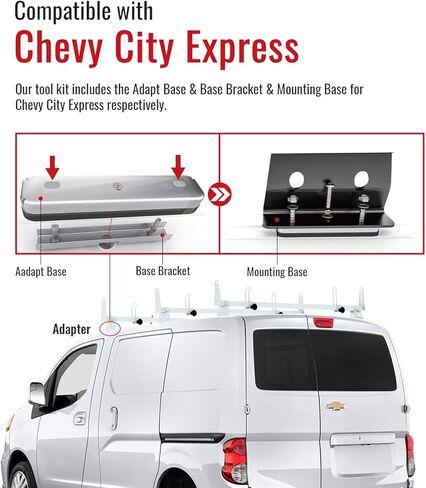 قضبان متقاطعة لسقف الشاحنة الفولاذية طراز X202 من AA-Racks تناسب 2013-On NV200/ 2014-On Transit Connect/ 2013-2017 City Express، 3 بار 50 بوصة - أبيض in Kuwait