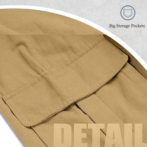 سراويل TOLOER للرجال من القطن، سراويل رياضية خارجية، متعددة الجيوب، كاجوال فضفاضة in Kuwait