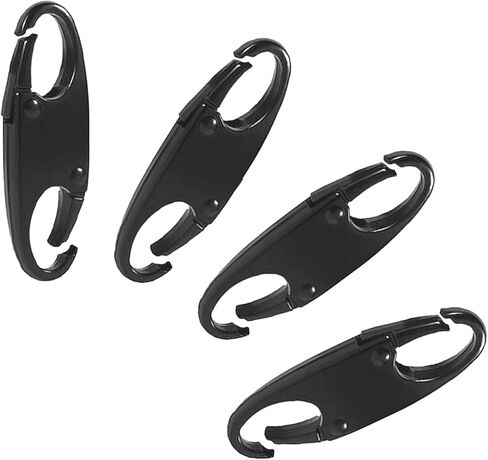 مشبك أقفال بسحاب، مشابك حلقة تسلق لمنع السرقة، استبدال سحب السحاب، مشبك معدني مزدوج الفتح (أسود، 4 عبوات) in Kuwait