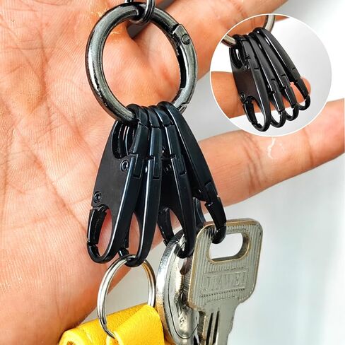 مشبك أقفال بسحاب، مشابك حلقة تسلق لمنع السرقة، استبدال سحب السحاب، مشبك معدني مزدوج الفتح (أسود، 4 عبوات) in Kuwait