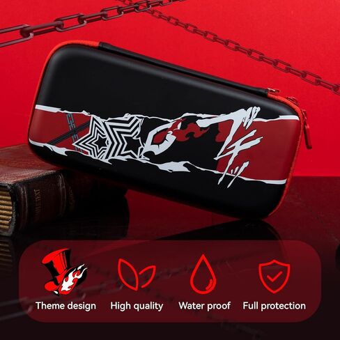 حقيبة حمل لجهاز Nintendo Switch/Switch OLED، حقيبة حمل محمولة واقية للسفر مع 20 فتحة لبطاقة الألعاب، حقيبة تخزين صلبة تناسب وحدة تحكم Switch وملحقات الألعاب (Persona 5) in Kuwait