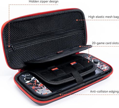 حقيبة حمل لجهاز Nintendo Switch/Switch OLED، حقيبة حمل محمولة واقية للسفر مع 20 فتحة لبطاقة الألعاب، حقيبة تخزين صلبة تناسب وحدة تحكم Switch وملحقات الألعاب (Persona 5) in Kuwait