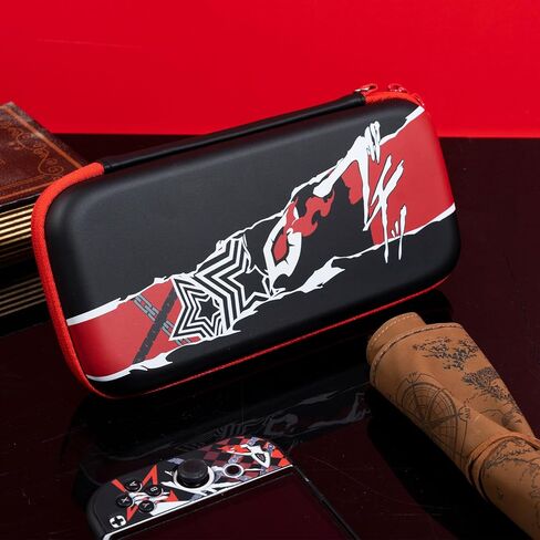 حقيبة حمل لجهاز Nintendo Switch/Switch OLED، حقيبة حمل محمولة واقية للسفر مع 20 فتحة لبطاقة الألعاب، حقيبة تخزين صلبة تناسب وحدة تحكم Switch وملحقات الألعاب (Persona 5) in Kuwait