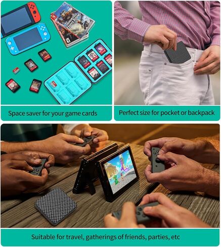 حامل حقيبة ألعاب سويتش - عبوتان من ملحقات هدايا صغيرة محمولة لتنظيم الألعاب - مع 24 فتحة خرطوشة و24 وحدة تخزين لبطاقات SD الصغيرة، وإغلاق مغناطيسي، وغطاء صلب وبطانة ناعمة in Kuwait