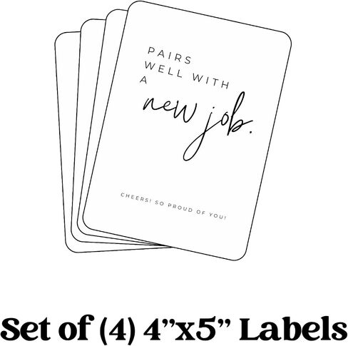 4 New Job Wine Labels, Pairs well with a New Job Wine Labels, New Job Gift Ideas, Gift for her, Gift for him, Congrats on the new job, New Job gift, Promotion gift, gifts for co-worker, office gifts in Saudi Arabia