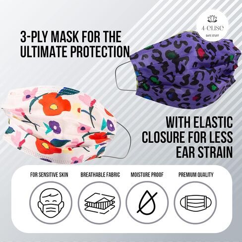 Safe N Wild Disposable Face Masks - 50 Breathable, Soft, Comfortable Masks Disposable - Waterproof 3 Ply Disposable Face Mask in Saudi Arabia