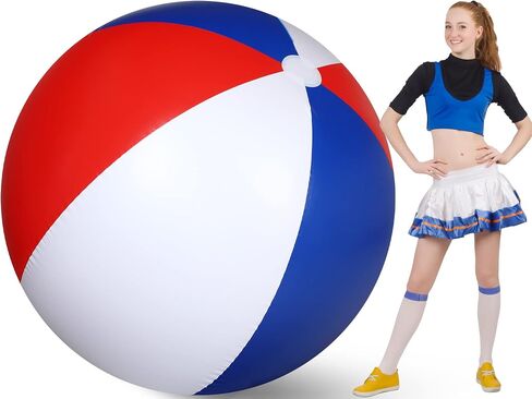 Zhanmai 60 Inch Giant Patriotic Beach Balls, 4th of July Red White and Blue Large Beach Balls Inflatable Summer Toys Games Independence Day Party Favors for Kids Hawaiian Beach and Swimming Pool Party in Saudi Arabia