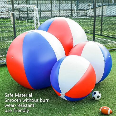 Zhanmai 60 Inch Giant Patriotic Beach Balls, 4th of July Red White and Blue Large Beach Balls Inflatable Summer Toys Games Independence Day Party Favors for Kids Hawaiian Beach and Swimming Pool Party in Saudi Arabia