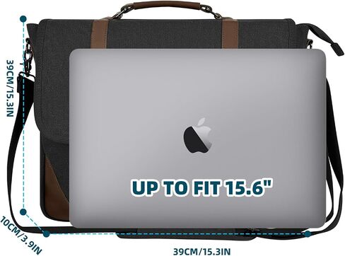 Canvas Messenger Bag Men15.6Inch Waterproof Vintage Genuine Leather Briefcase shoulder Laptop bag Waxed Leather Computer Bag in Saudi Arabia