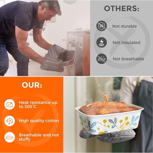 قطعتان من قفازات الفرن المقاومة للحرارة للمطبخ، وقفازات فرن المطبخ، وقفازات فرن طويلة وحامل وعاء مع شريط سيليكون غير قابل للانزلاق وبطانة قطنية ناعمة، قفازات فرن من السيليكون للطهي والخبز وقفازات الشواء in Kuwait