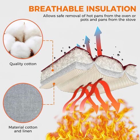 قطعتان من قفازات الفرن المقاومة للحرارة للمطبخ، وقفازات فرن المطبخ، وقفازات فرن طويلة وحامل وعاء مع شريط سيليكون غير قابل للانزلاق وبطانة قطنية ناعمة، قفازات فرن من السيليكون للطهي والخبز وقفازات الشواء in Kuwait