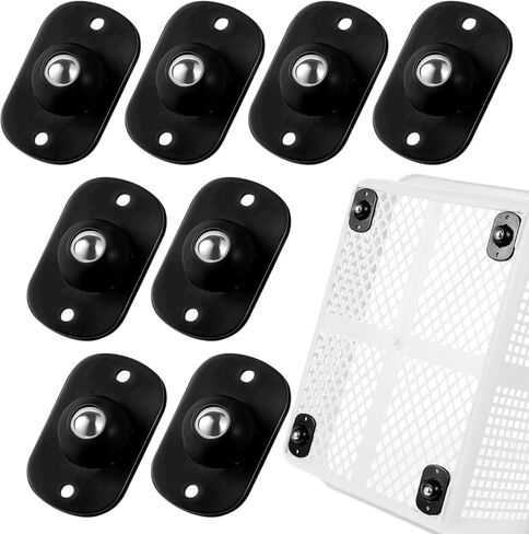 Self Adhesive Caster Wheel,8Pcs 360° Swivel Universal Wheel Stainless Steel Smooth Rotation Mini Sticky Pulley for Kitchen Storages Box Small Appliance Slider (Black) in Kuwait