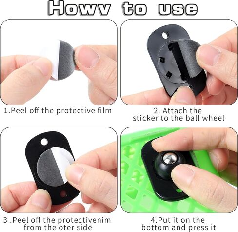 Self Adhesive Caster Wheel,8Pcs 360° Swivel Universal Wheel Stainless Steel Smooth Rotation Mini Sticky Pulley for Kitchen Storages Box Small Appliance Slider (Black) in Kuwait