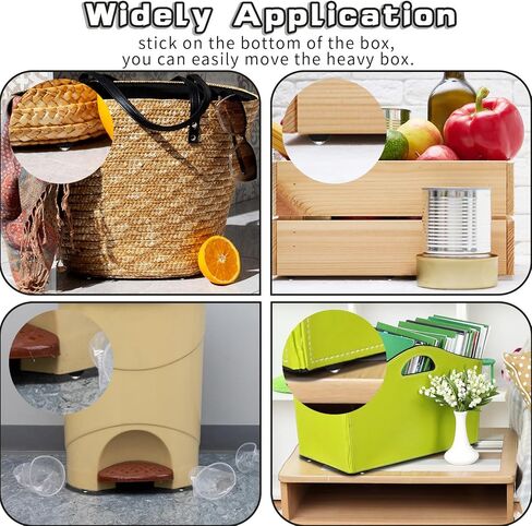Self Adhesive Caster Wheel,8Pcs 360° Swivel Universal Wheel Stainless Steel Smooth Rotation Mini Sticky Pulley for Kitchen Storages Box Small Appliance Slider (Black) in Kuwait