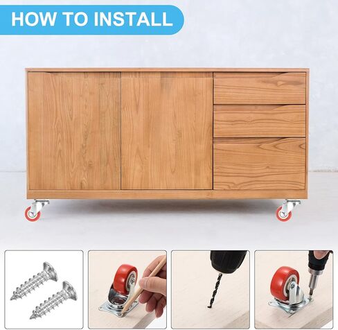 PATIKIL 2" Swivel Caster Wheels, 4 Pack Silent 360 Degree Bearing Rolling Plate Casters with M5 Screws Load Capacity 132Lbs for Furniture Workbench Cart, Red (NO Brake) in Kuwait