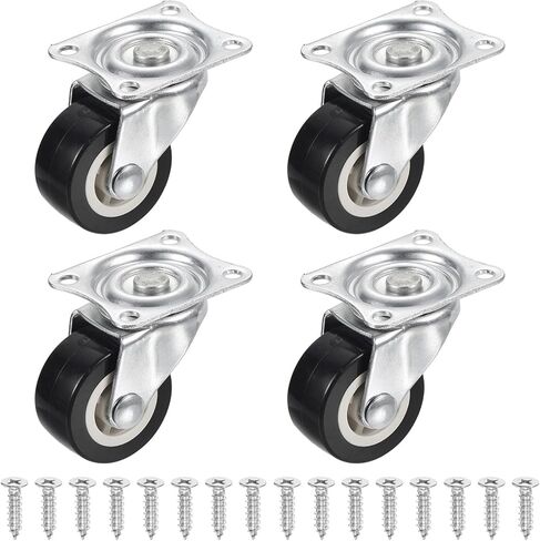 PATIKIL 2" Swivel Caster Wheels, 4 Pack Silent 360 Degree Bearing Rolling Plate Casters with M5 Screws Load Capacity 132Lbs for Furniture Workbench Cart, Red (NO Brake) in Kuwait