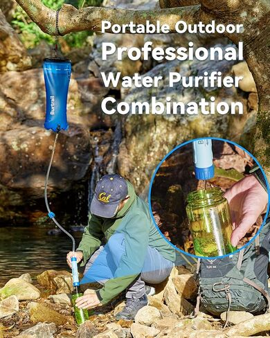 Gravity Water Filter,Camping Water Filtration System,Water Filter Survival for Backpacking and Emergency Preparedness,3L Water Bag,0.01 Micron in Saudi Arabia