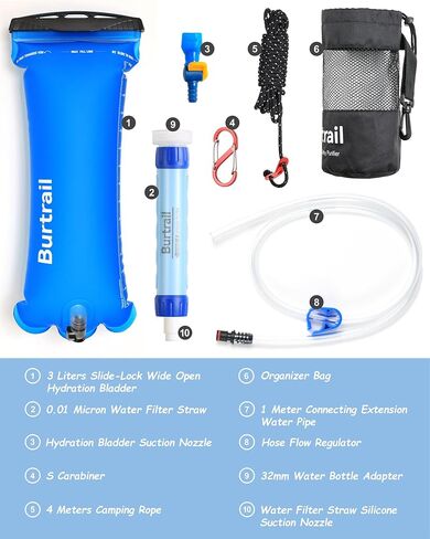 Gravity Water Filter,Camping Water Filtration System,Water Filter Survival for Backpacking and Emergency Preparedness,3L Water Bag,0.01 Micron in Saudi Arabia
