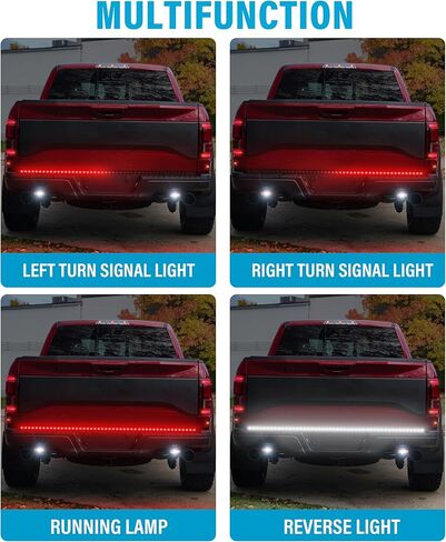 شريط إضاءة LED مقاس 48 بوصة 60 بوصة، مصابيح سرير الشاحنة، شريط إضاءة الباب الخلفي، شريط إضاءة الباب الخلفي لملحقات السيارة، شريط إضاءة الباب الخلفي LED بصف واحد، شريط إضاءة مقاوم للماء (60 بوصة) in Kuwait