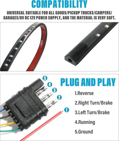 شريط إضاءة LED مقاس 48 بوصة 60 بوصة، مصابيح سرير الشاحنة، شريط إضاءة الباب الخلفي، شريط إضاءة الباب الخلفي لملحقات السيارة، شريط إضاءة الباب الخلفي LED بصف واحد، شريط إضاءة مقاوم للماء (60 بوصة) in Kuwait