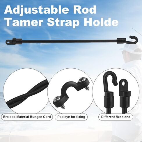 Hlogree 19.6 قدم قابل للتعديل لقضبان الصيد، حاملات حزام قضيب الصيد، حزام قضيب سطح القارب، حافظة القضيب، أشرطة حامل عمود القضيب مع حلقات سطح السفينة وعين لصيد قوارب الكاياك، حزام تامر القضيب - 1/4 بوصة in Kuwait