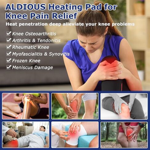ALDIOUS Knee Heating Pads for Knee Pain, Electric Heated Knee Wraps for Joint Pain, Arthritis, Osteoarthritis, Heat Therapy Knee Brace for Men or Women, Auto Shut Off, 86-158℉ Temp in Saudi Arabia