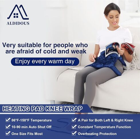 ALDIOUS Knee Heating Pads for Knee Pain, Electric Heated Knee Wraps for Joint Pain, Arthritis, Osteoarthritis, Heat Therapy Knee Brace for Men or Women, Auto Shut Off, 86-158℉ Temp in Saudi Arabia