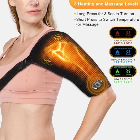 Shoulder Heating Pads for Rotator Cuff Pain - Heating Pad for Shoulders with 3 Adjustable Heating and Vibration - Heated Shoulder Wrap with Massage for Men Women in Kuwait