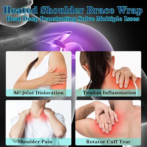 Shoulder Heating Pads for Rotator Cuff Pain - Heating Pad for Shoulders with 3 Adjustable Heating and Vibration - Heated Shoulder Wrap with Massage for Men Women in Kuwait