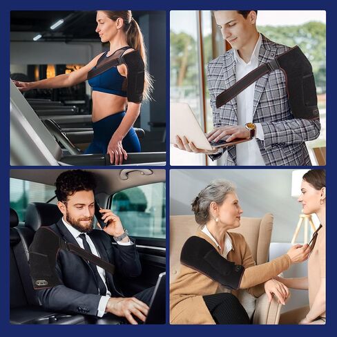 Shoulder Heating Pads for Rotator Cuff Pain - Heating Pad for Shoulders with 3 Adjustable Heating and Vibration - Heated Shoulder Wrap with Massage for Men Women in Kuwait