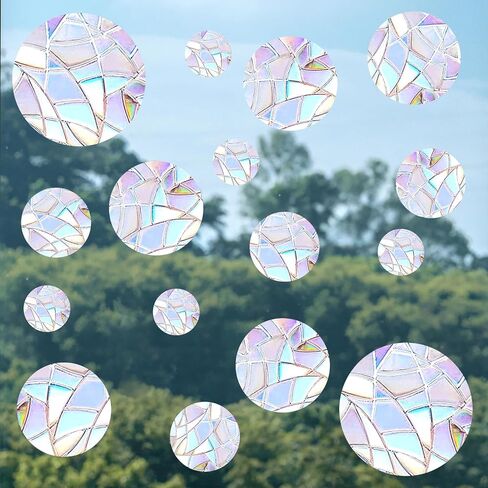 65Pieces Circle Window Clings Anti-Collision Window Decals To Save Birds From Window Collisions Window And Door Stickers Window Decals For Glass Windows Rainbow Stickers Clings in Saudi Arabia
