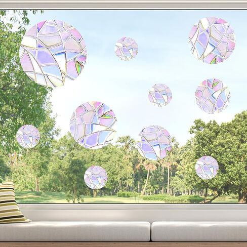 65Pieces Circle Window Clings Anti-Collision Window Decals To Save Birds From Window Collisions Window And Door Stickers Window Decals For Glass Windows Rainbow Stickers Clings in Saudi Arabia
