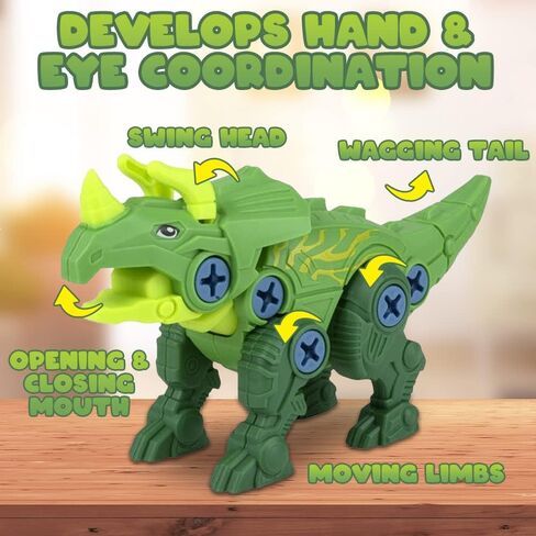 ArtCreativity Take Apart Triceratops Dinosaur Toy Kit, Assemblesaurus Dinosaur Toy with Cage & Screwdriver, Dinosaur Take Apart Toys for Kids with Movable Parts, Dinosaur Gifts for Kids Ages 3 and Up in Saudi Arabia