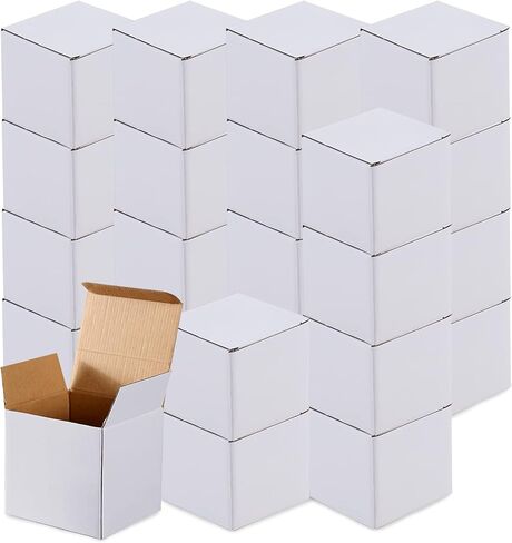 25 قطعة من صناديق الشحن، 3.15 × 3.15 × 3.15 بوصة، صناديق من الورق المقوى المموج كرافت الأبيض، صناديق بريدية صغيرة، صندوق من الورق المقوى القابل لإعادة التدوير، صندوق تغليف هدايا للشحن والتعبئة in Kuwait