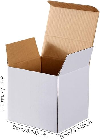 25 قطعة من صناديق الشحن، 3.15 × 3.15 × 3.15 بوصة، صناديق من الورق المقوى المموج كرافت الأبيض، صناديق بريدية صغيرة، صندوق من الورق المقوى القابل لإعادة التدوير، صندوق تغليف هدايا للشحن والتعبئة in Kuwait