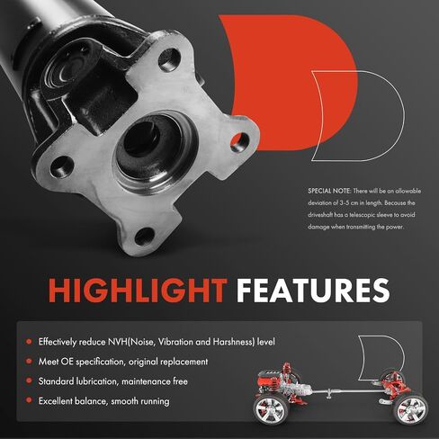 A-Premium Rear Complete Drive Shaft Prop Shaft Driveshaft Compatible with Ford F-150 Crew Cab Pickup 2004-2008 V8 4.6L, 4WD Auto Trans., with 138.4/138.5/138.7" WB, 66.0" Bed, Replace# 5L3Z4602JA in Saudi Arabia