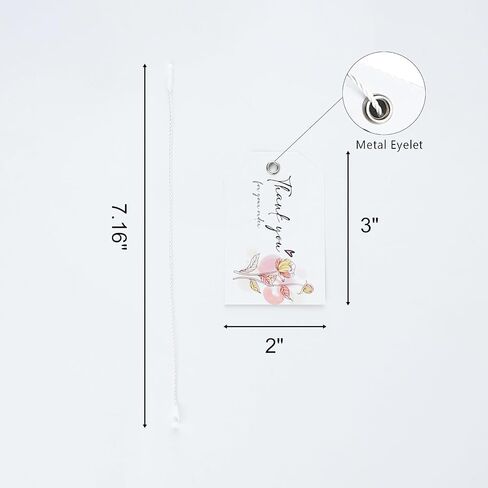 50 PCS Paper Gift Thank You Price Tags with Eyelets& String, White Gift Bag Tags Retail Hang Tags Labels for Gifts Wrapping Jewelry Clothing Sales, 2×3" (with Flower) in Saudi Arabia