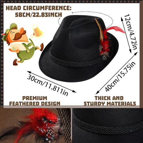 Funtery 6 Pieces Felt Bavarian Alpine Oktoberfest Hat Oktoberfest Alpine German Hats for Kids Adults Unisex Party in Kuwait
