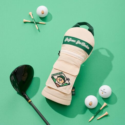 غطاء رأس خشبي أخضر من KAKAO FRIENDS GOLF Go، غطاء نادي الجولف، غطاء من النايلون مع جيب in Kuwait
