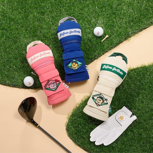 غطاء رأس خشبي أخضر من KAKAO FRIENDS GOLF Go، غطاء نادي الجولف، غطاء من النايلون مع جيب in Kuwait