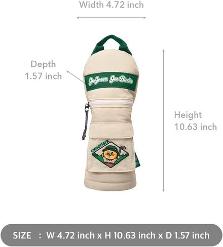 غطاء رأس خشبي أخضر من KAKAO FRIENDS GOLF Go، غطاء نادي الجولف، غطاء من النايلون مع جيب in Kuwait