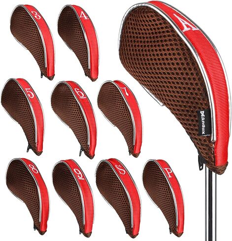 Andux Mesh Golf Iron Club Head Covers with Zipper Left and Right Handed 10pcs/Set in Kuwait