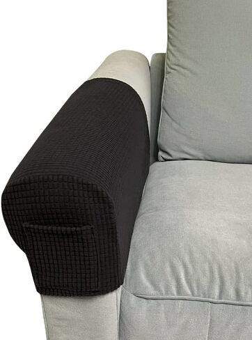 Sofa Armrest Covers Pack of 4 Sofa Arm Slipcovers with a Pocket Elastic Sofa Armrest Protector Removable Couch Arm Covers Anti-Slip Armrest Covers Christmas Decoration (Wine Red) in Saudi Arabia