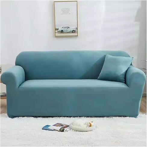 غطاء أريكة قابل للتمدد، أغطية أريكة تتسع لـ 2 وسادة أريكة ذات لون سادة وأغطية وسائد أريكة بلون أزرق ملكي (مقعدين من البوليستر) in Kuwait
