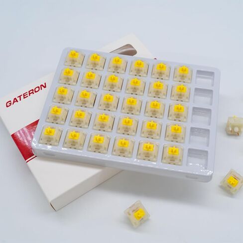 مفاتيح لوحة المفاتيح GATERON Milky Yellow Pro، KS-3X1 الخطية RGB LED مسبقة التشحيم 5 دبابيس مفاتيح للوحة المفاتيح الميكانيكية MX (35 قطعة) in Saudi Arabia