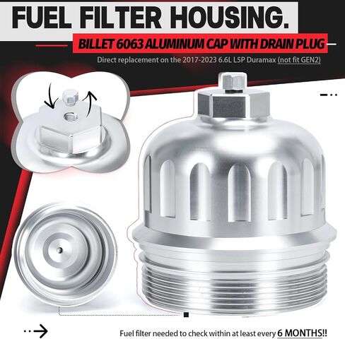 Aluminum 68065612AA Fuel Filter Canister Housing Cover Cap Relacement For 10-on Dodge Ram 2500 3500 4500 5500 6.7L Cummins Truck Diesel Engine (Silver) in Saudi Arabia