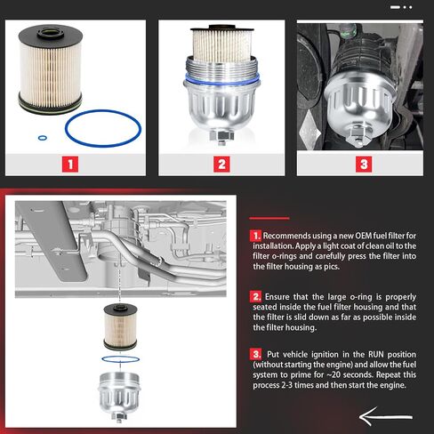 Aluminum 68065612AA Fuel Filter Canister Housing Cover Cap Relacement For 10-on Dodge Ram 2500 3500 4500 5500 6.7L Cummins Truck Diesel Engine (Silver) in Saudi Arabia
