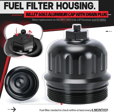 Aluminum 68065612AA Fuel Filter Canister Housing Cover Cap Relacement For 10-on Dodge Ram 2500 3500 4500 5500 6.7L Cummins Truck Diesel Engine (Silver) in Saudi Arabia