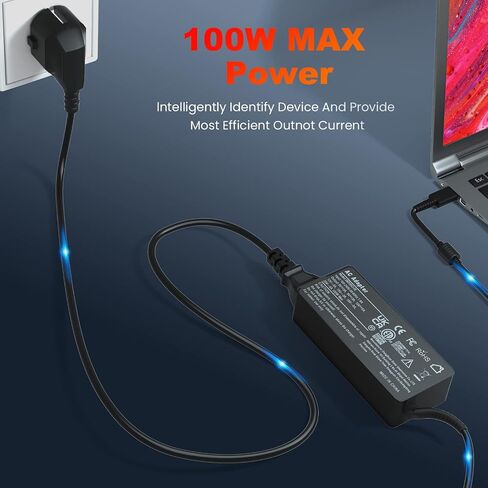 PD 100W 90W USB-C Charger for Laptops - Compatible with HP, ASUS, Samsung, MacBook Pro, Air, iPad Pro, Acer, LG, Razer, Dell, Lenovo Laptop in Saudi Arabia