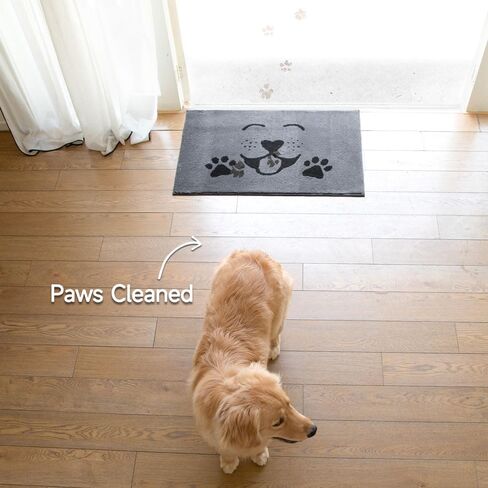 Dirt Trapper Inside Door Mat, Smiling Face Non-Slip Machine Washable Rugs for Entryway, Dog Mat, Super Absorbent Area Rug for Muddy Wet Shoes and Paws, Shoes Scraper, 24" x 35.5'', Gray in Saudi Arabia